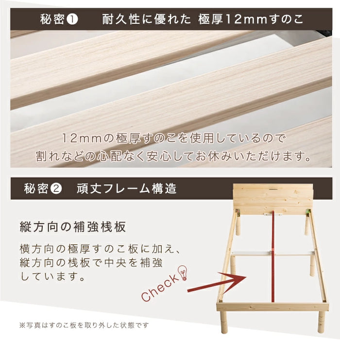 [ダブル] ベッド 宮付き 高反発マットレス付き ブックシェルフ 収納付き 高さ調節 3段階 マットレスセット〔11719260〕