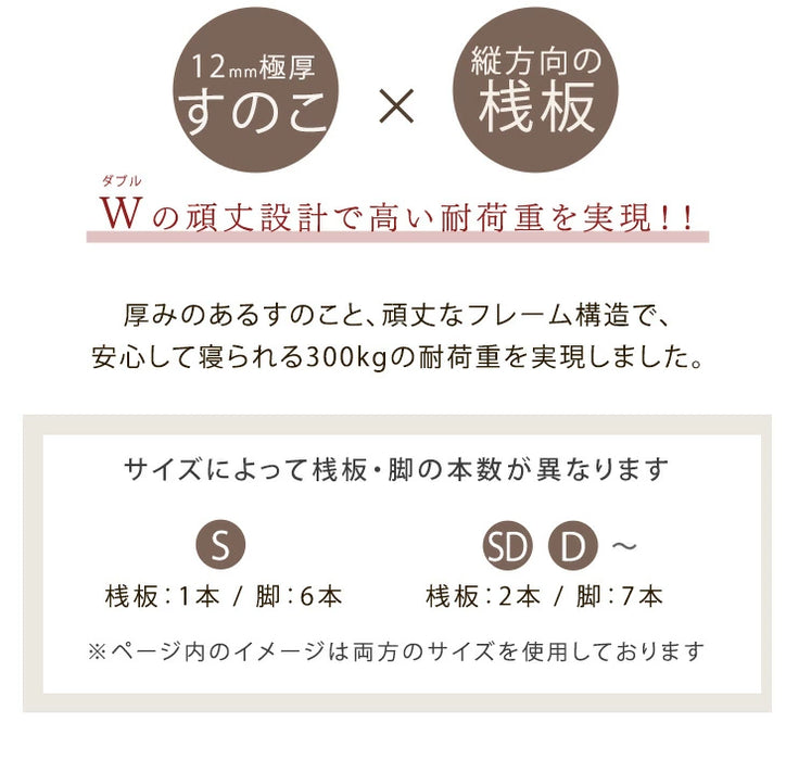 【アウトレット 在庫限り品】［シングル］宮棚付きベッド 高さ調節OK 2口コンセント付 ベッドフレーム すのこベッド おしゃれ〔4960014004〕