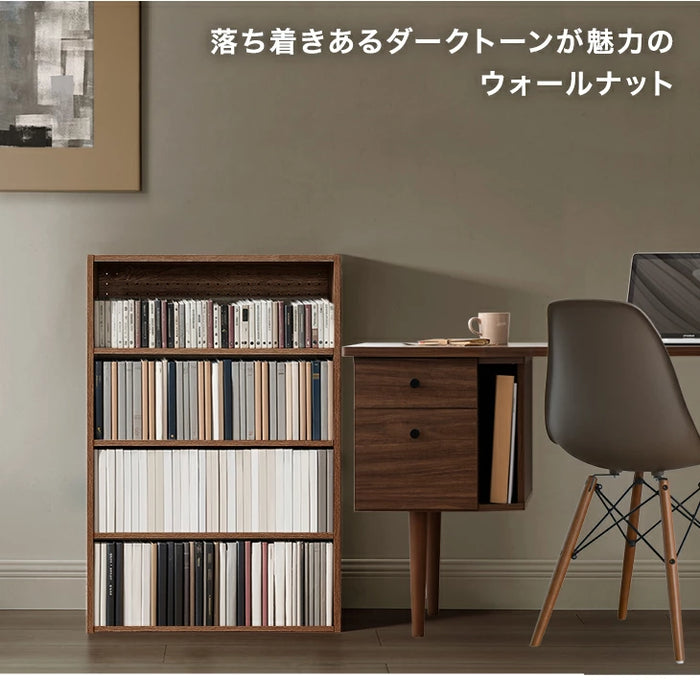 ［単品］コミックラック 4段 推し活ラック パンチング&カードスタンド付 有孔ボード 木製 大容量 本棚 カラーボックス 推し活 オタ活〔49600332〕