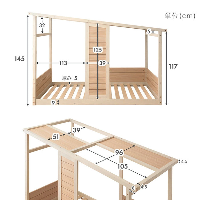 コテージ型 キッズベッド 木製 シングル 子供ベッド 子供部屋 おしゃれ HIDE-A COTTAGE【超大型商品】〔49600383〕