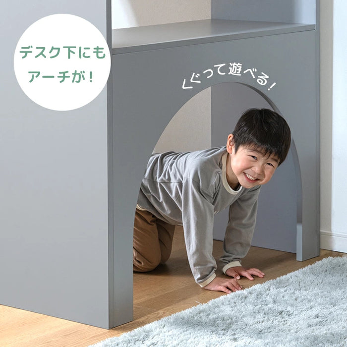 ロフトベッド シングル 木製 階段 収納 デスク 学習机 システムベッドHIDE-A ARCH 【超大型商品】〔49600384〕