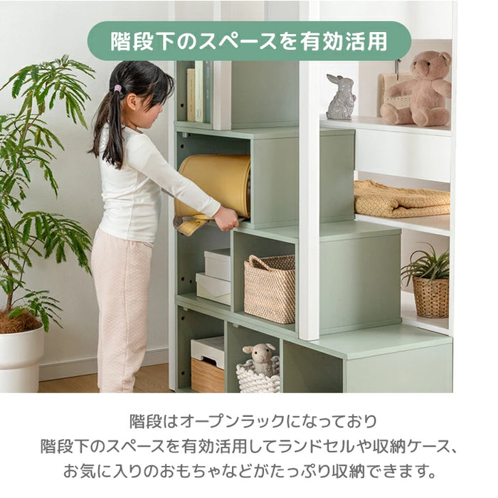 ロフトベッド シングル 木製 階段 収納 デスク 学習机 システムベッドHIDE-A ARCH 【超大型商品】〔49600384〕