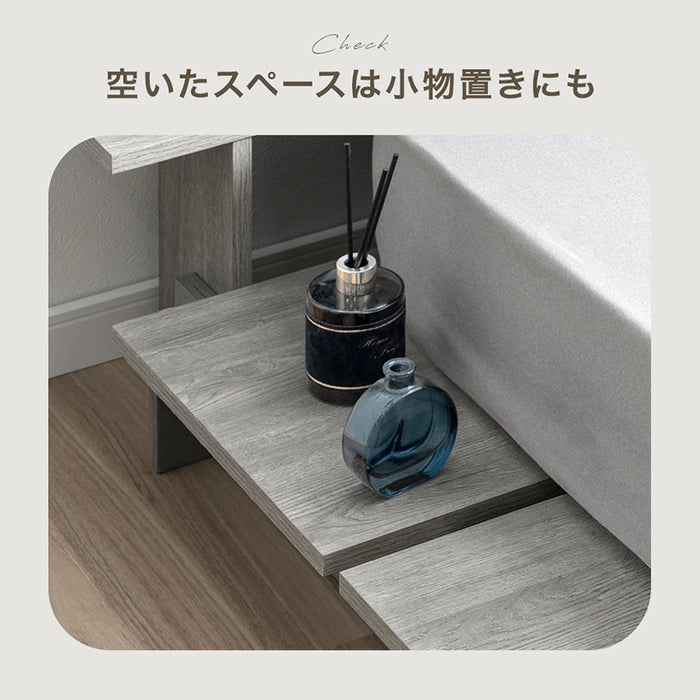 ［ダブル］ディスプレイを愉しむ。ステージベッド 宮棚付き ベッドフレーム 単品 木製〔49600403〕