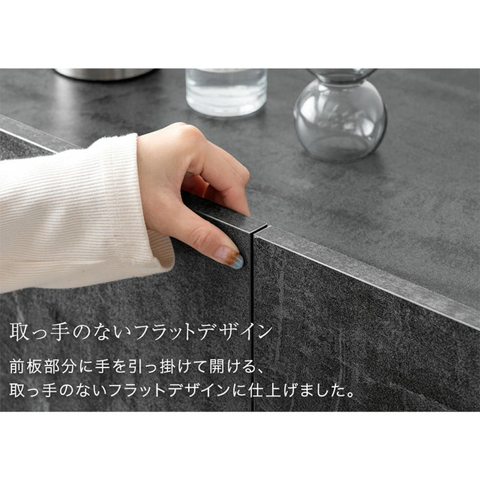 ［幅120］  サイドボード 石目調 扉付き 両開き 北欧 キャビネット〔49600393〕