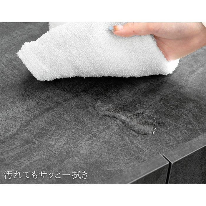 ［幅120］  サイドボード 石目調 扉付き 両開き 北欧 キャビネット〔49600393〕