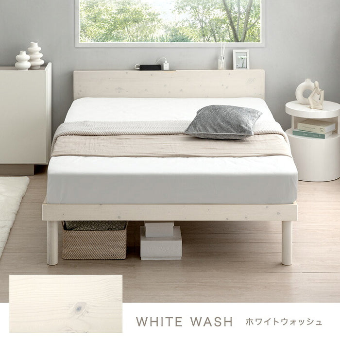 ≪累計80万台突破≫ [シングル] 宮付きすのこベッド フレーム単品 2口コンセント付 天然木 北欧パイン〔49600785〕