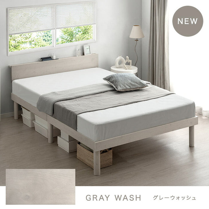 ≪累計80万台突破≫ [シングル] 宮付きすのこベッド フレーム単品 2口コンセント付 天然木 北欧パイン〔49600785〕