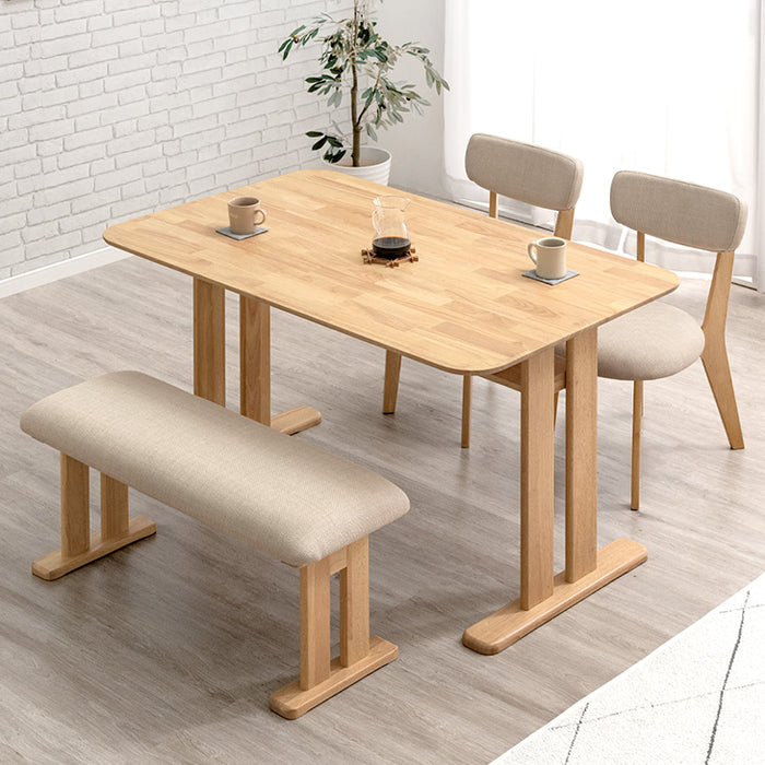 ［幅135cm］4人掛け ダイニングテーブル4点セット チェア ベンチ 長方形 北欧【超大型商品】〔49601185〕