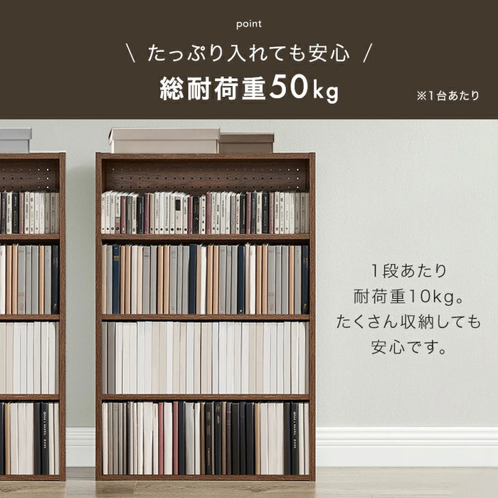 ［2台セット］コミックラック 4段 推し活ラック パンチング&カードスタンド付 有孔ボード 木製 大容量 本棚 カラーボックス 推し活 オタ活〔49601332〕