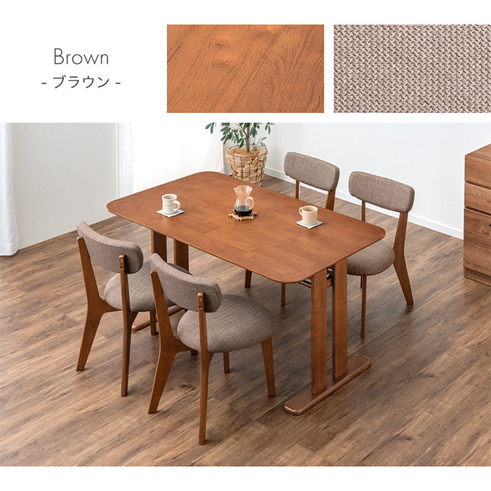 ［幅135］4人掛け ダイニングテーブル5点セット チェア 長方形 木製 北欧【超大型商品】〔49603185〕