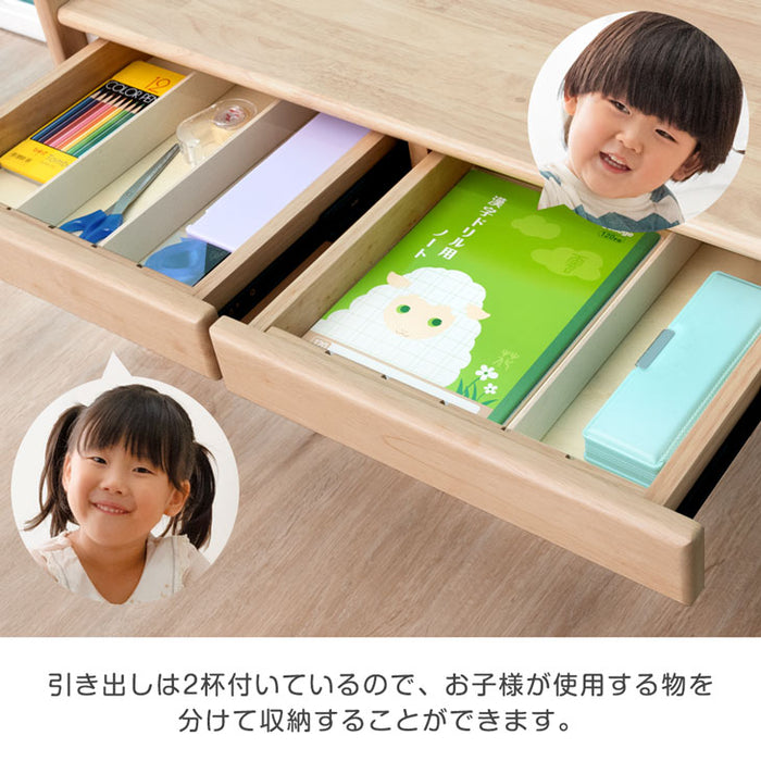 ［ワイドタイプ］現役ママが考えた キッズデスク チェアセット 高さ調整 引出し付 タブレットスタンド 木製 勉強机〔49604050〕