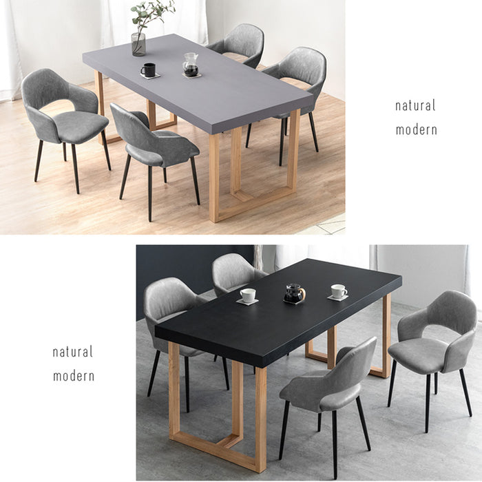 [幅160cm] モルタル調 ダイニングテーブル 単品 4人掛け 天然木 長方形【超大型商品】〔49600245〕