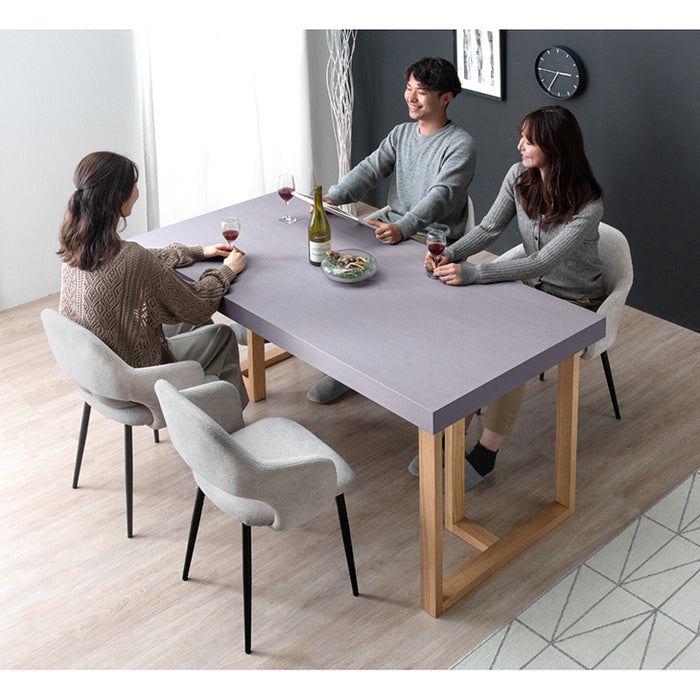 モルタル調 ダイニング5点セット 4人掛け 160cm ダイニング テーブル 長方形 ファブリック レザー チェア【超大型商品】〔49610273〕