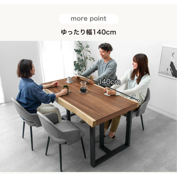［幅140］極厚天板 ダイニングテーブル 単品 4人掛け 天然木 アッシュ 長方形 黒脚 北欧【超大型商品】〔49600247〕