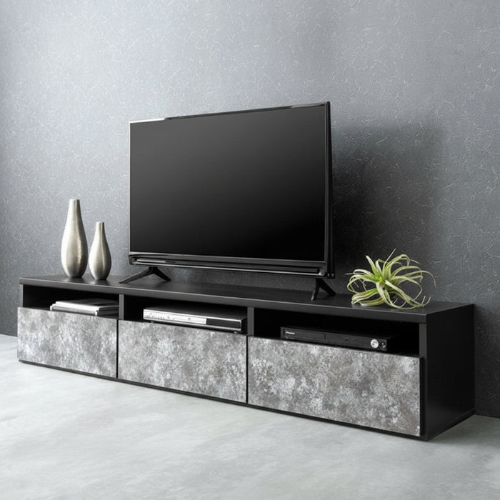 ［幅180cm］テレビ台 日本製 収納 完成品 ロータイプ モルタル調 テレビラック 木製【超大型商品】〔51300002〕