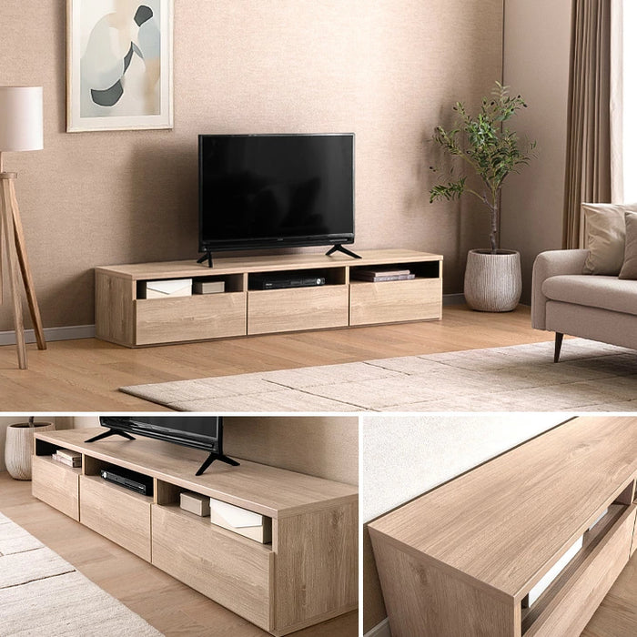 ［幅180cm］テレビ台 日本製 収納 完成品 ロータイプ モルタル調 テレビラック 木製【超大型商品】〔51300002〕
