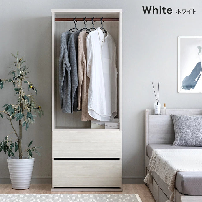 ［幅60］ワードローブ 引き出し付き 高さ152cm 国産 完成品 衣類収納 北欧 【超大型商品】〔51300174〕