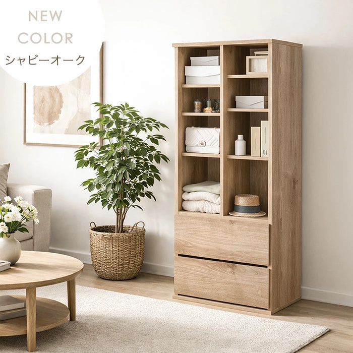 ［幅60］ シェルフ 引き出し付き 国産 完成品 収納 本棚【超大型商品】〔51300175〕