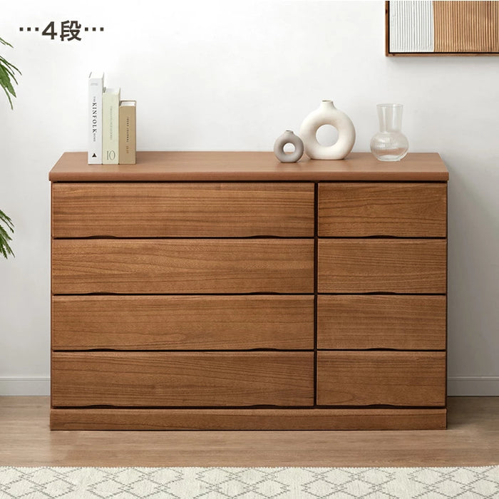 ［幅120・4段］国産 桐 タンス 完成品 チェスト 木製 大容量 大川家具 ローチェスト 衣類収納【超大型商品】〔51310033〕