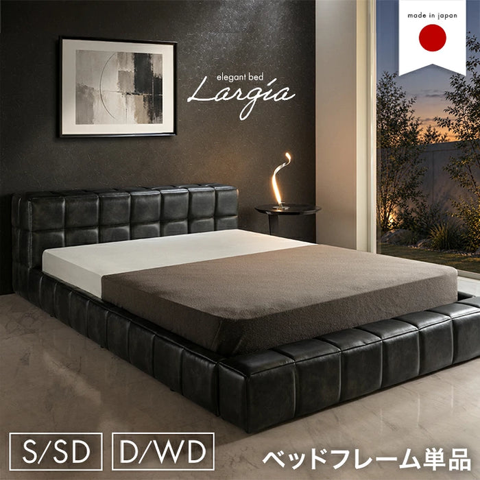 【新発売記念プライス】［ダブル/ワイドダブル］ベッドフレーム レザー調 日本製 ローベッド 国産 おしゃれ 宮付き〔51900019〕