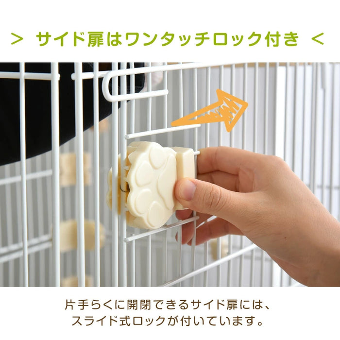 ［3段］子猫すり抜け防止！コンパクトキャットケージ ハンモック キャスター付き ステップ台〔52800018〕