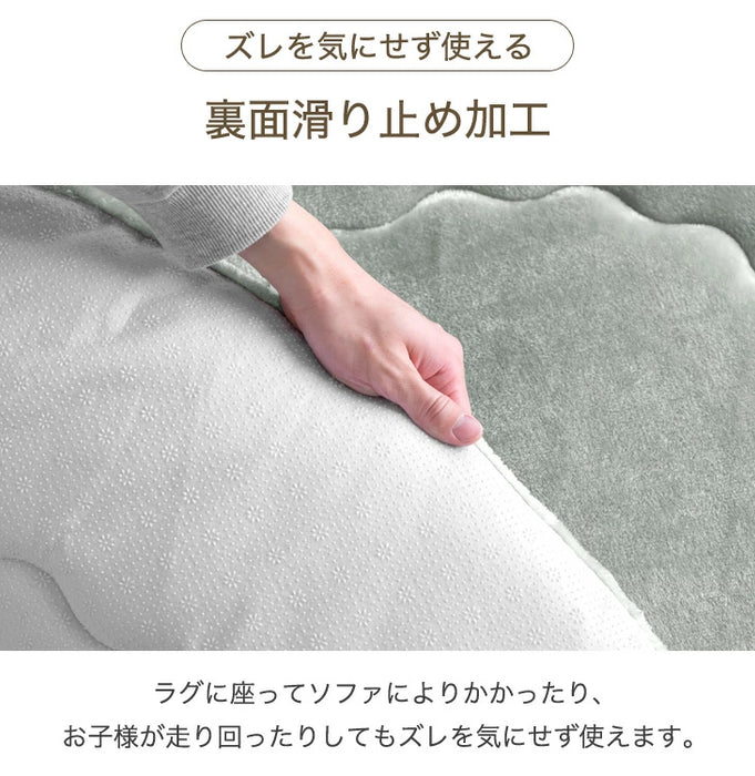 ［200cm］超極厚60mm とろりんラグ 円形 極細マイクロファイバー ホットカーペット対応 ラグマット 高反発 フランネルラグ 絨毯 防音 抗菌〔61100127〕
