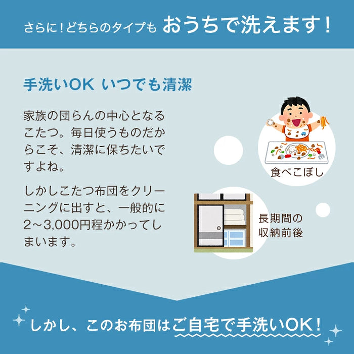 ［掛け布団+敷布団］【対応こたつサイズ：幅105-120×奥行75-90cm】掛布団 敷布団 2点セット フランネル生地 洗える 長方形〔80100132〕