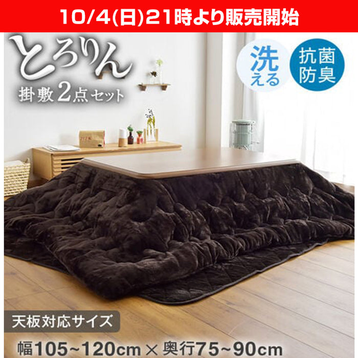★21時～販売開始★【アウトレット半額!! キャンセル戻り品】【対応こたつサイズ：幅105-120×奥行75-90cm】とろりん こたつ布団 通常タイプ 掛敷2点セット 何度も洗える 防臭 大判 掛け布団 敷布団(6114051451out・out3257)
