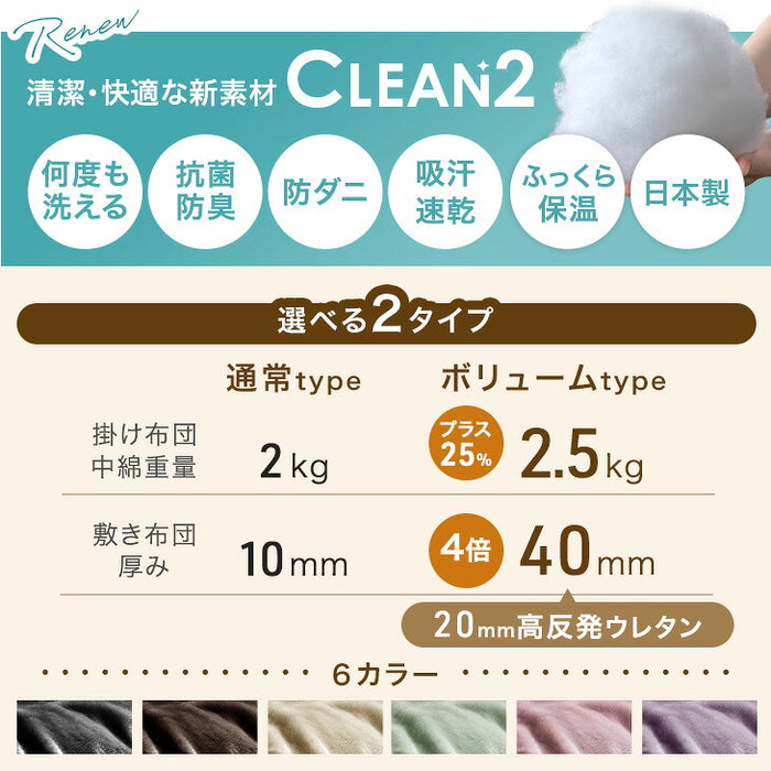【対応こたつサイズ：幅105-120×奥行75-90cm】とろりん こたつ布団 通常タイプ 掛敷2点セット 何度も洗える 防臭 大判 掛け布団 敷布団〔61140514〕