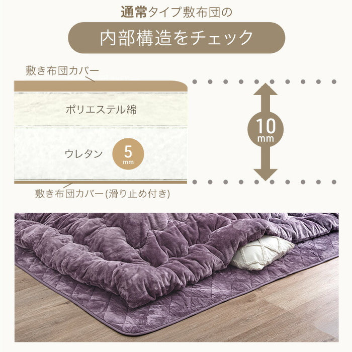 【対応こたつサイズ：幅105-120×奥行75-90cm】とろりん こたつ布団 通常タイプ 掛敷2点セット 何度も洗える 防臭 大判 掛け布団 敷布団〔61140514〕