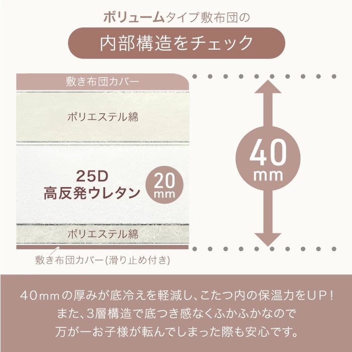 【対応こたつサイズ：幅105-120×奥行75-90cm】とろりん こたつ布団 通常タイプ 掛敷2点セット 何度も洗える 防臭 大判 掛け布団 敷布団〔61140514〕