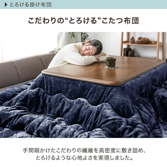 【対応こたつサイズ：幅105-120×奥行75-90cm】とろりん こたつ布団 通常タイプ 掛敷2点セット 何度も洗える 防臭 大判 掛け布団 敷布団〔61140514〕