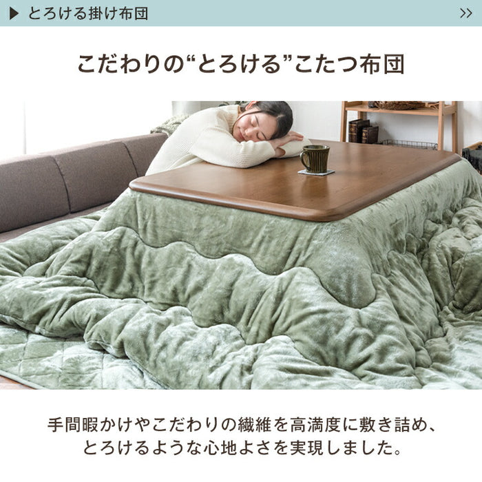 【対応こたつサイズ：幅105-120×奥行75-90cm】とろりん こたつ布団 通常タイプ 掛敷2点セット 何度も洗える 防臭 大判 掛け布団 敷布団〔61140514〕