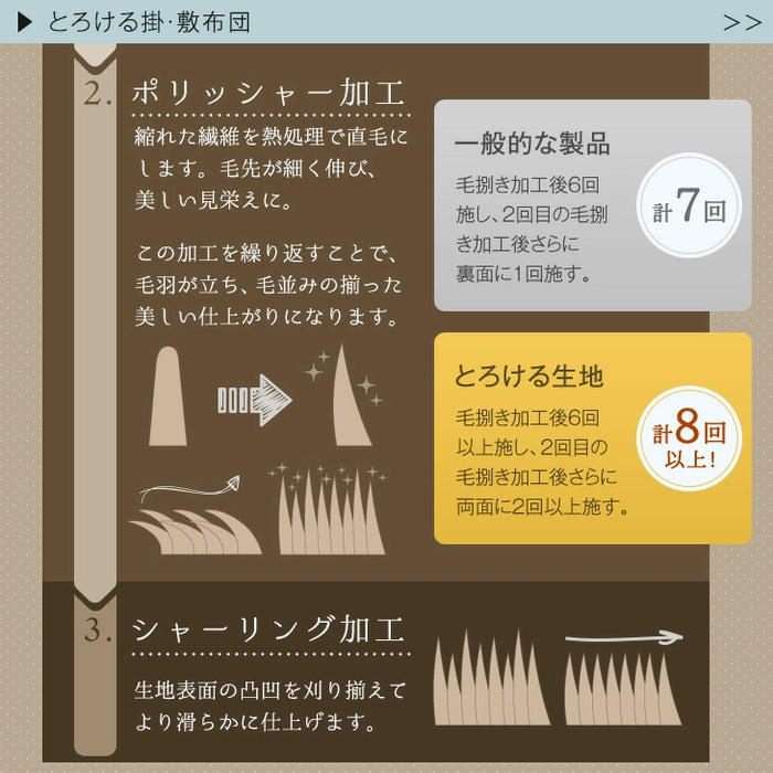 【対応こたつサイズ：幅105-120×奥行75-90cm】とろりん こたつ布団 通常タイプ 掛敷2点セット 何度も洗える 防臭 大判 掛け布団 敷布団〔61140514〕