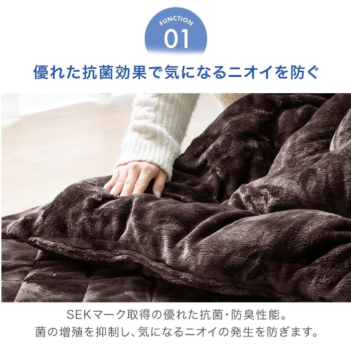 速暖2秒! こたつ + とろりん掛敷布団 3点セット 600Ｗハロゲンヒーター 手元コントローラー 長方形〔61140533〕