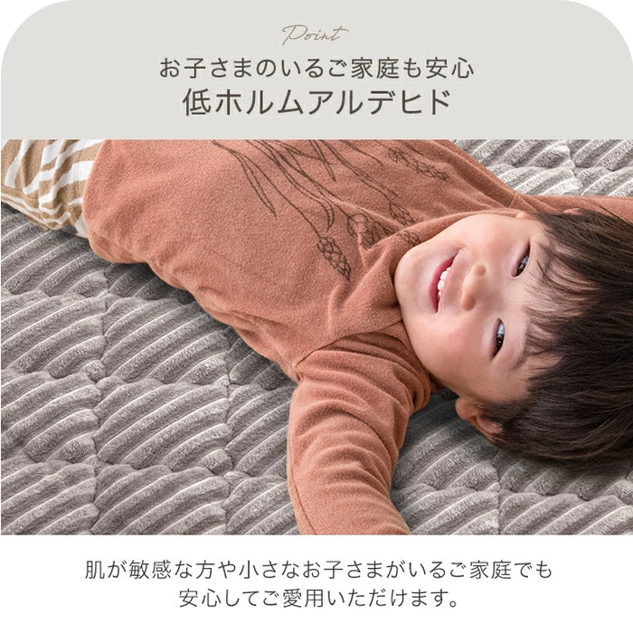 [3畳] ラグ+ホットカーペット2点セット防菌 防臭 防ダニ  軽量 滑り止め付 床暖房カーペット オールシーズン 絨毯 ストライプ フランネル〔99900119〕