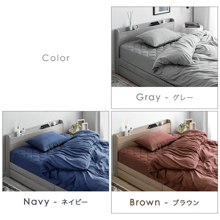 ［シングル］布団セット 6点 掛布団 ベッド用 枕 敷パッド ボックスシーツ 洗える〔62100036〕