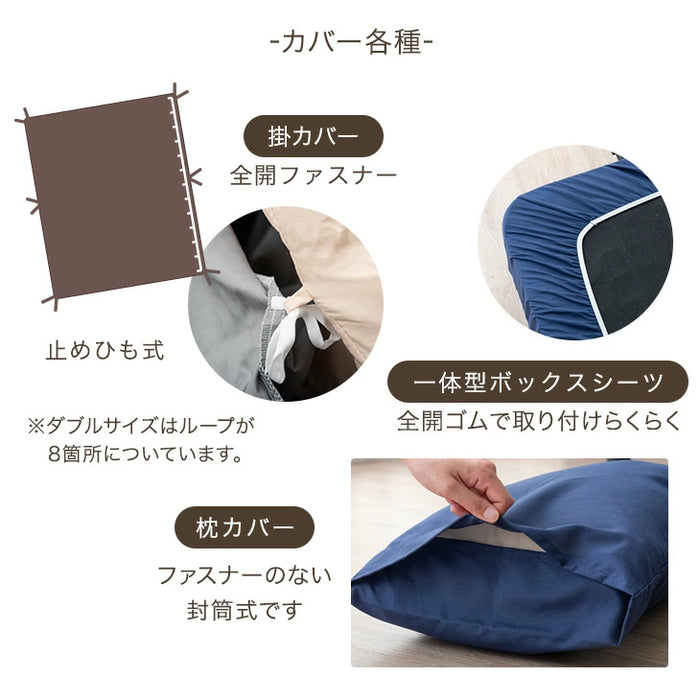 ［シングル］布団セット 6点 掛布団 ベッド用 枕 敷パッド ボックスシーツ 洗える〔62100036〕
