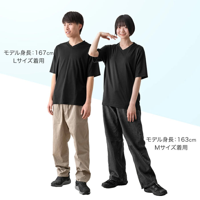 ［専用ファン付］《新開発》背中にポケット さらひやシャツ 吸汗速乾 接触冷感 Vネック 背中ポケット ウェア〔63900092〕