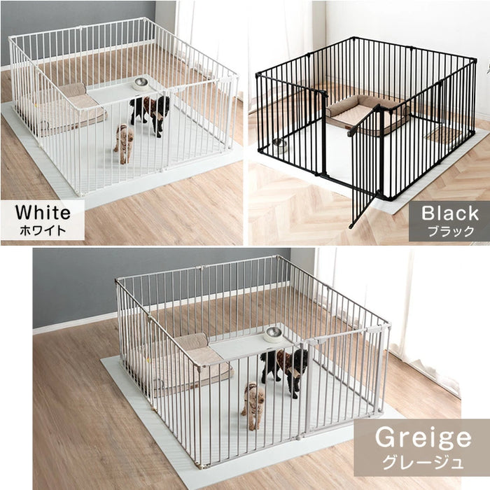 ［6枚］ ペットサークル バリアフリー 151×76cm  完成品 段差が小さい ドア付き 組み換えOK〔64900010〕
