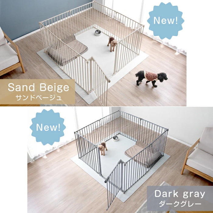 ［6枚］ ペットサークル バリアフリー 151×76cm  完成品 段差が小さい ドア付き 組み換えOK〔64900010〕