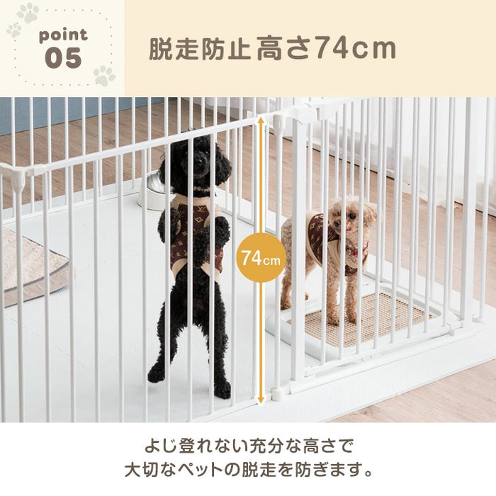 ［8枚］ペットサークル 壁ガード付 木目調 ドア付き 折り畳み 組み換えOK〔64900015〕