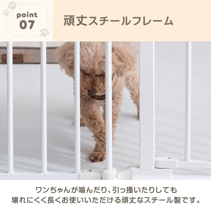 ［8枚］ペットサークル 壁ガード付 木目調 ドア付き 折り畳み 組み換えOK〔64900015〕