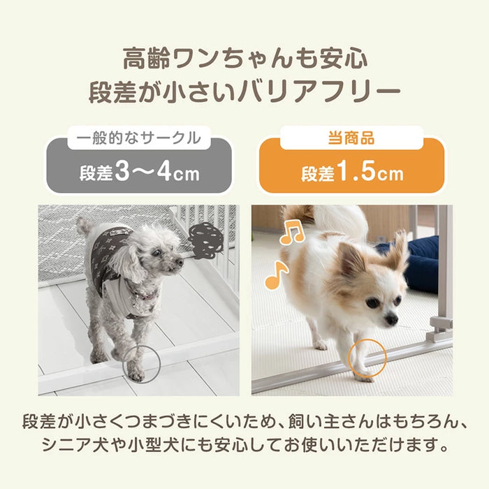 ［6枚］ペットサークル 壁ガード付 木目調 ドア付き 折り畳み 組み換えOK〔64900014a〕