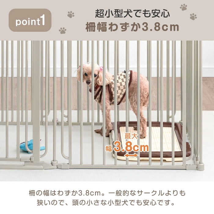 ［8枚セット］小型犬も安心 バリアフリー ペットサークル スチール コンパクト 折りたたみ 正方形〔64900020〕