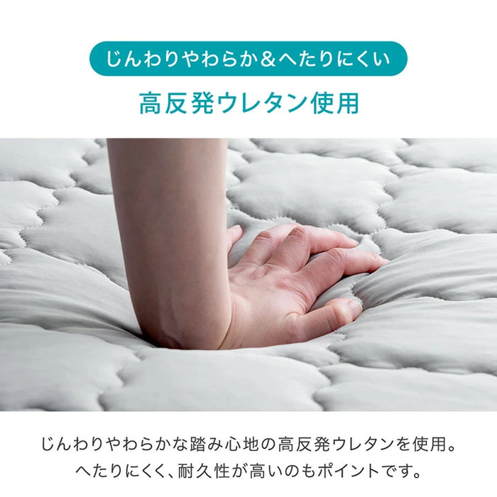 ［130×190］ひんやり冷感！極厚50mm 洗える カバーリングラグ 2層ウレタン Q-max0.5 防音 抗菌 防臭 防ダニ  滑り止め〔65010097〕