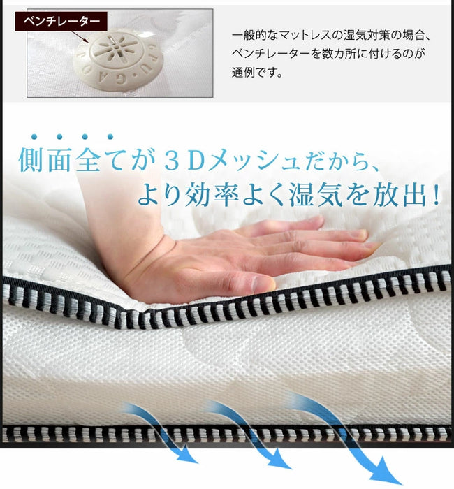 [シングル］ボンネルコイルマットレス 通気性抜群 3Dメッシュ〔65090104〕