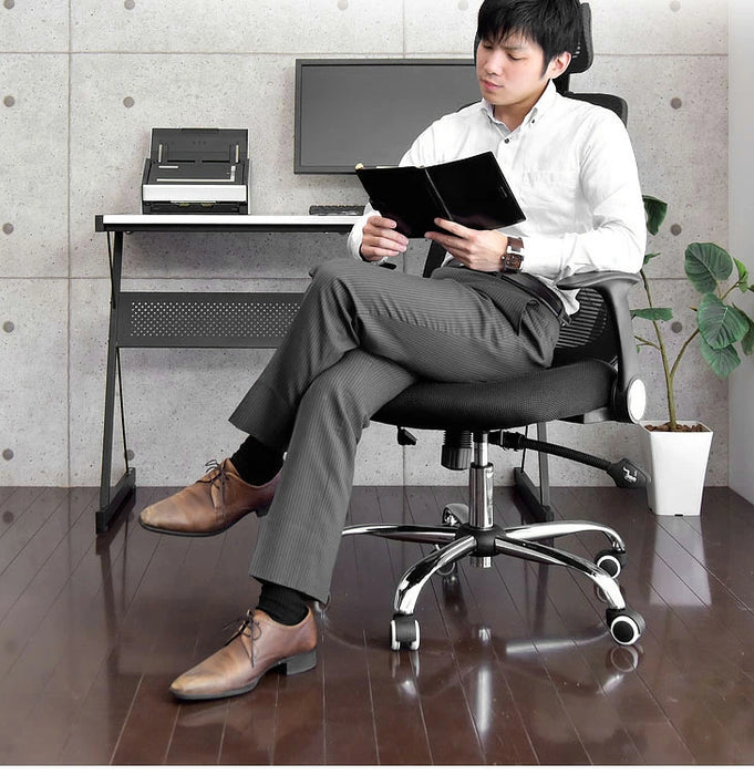 【アウトレット キャンセル戻り品】ヘッドレスト付 オフィスチェア ハイバック 肘付き ロッキング ブラック〔65090110BKout・out2998〕