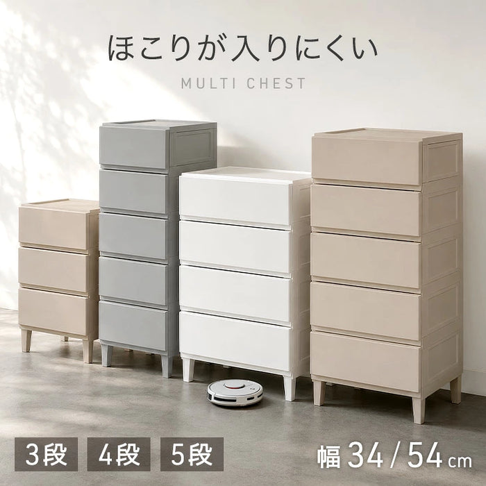 【新発売記念プライス】［幅114cm・5段］チェスト ほこりが入りにくい プラスチック 衣装ケース 軽量 脚付き 引き出し シンプル〔65200034〕