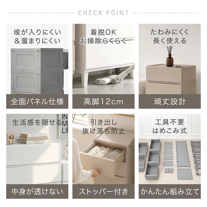 【新発売記念プライス】［幅114cm・5段］チェスト ほこりが入りにくい プラスチック 衣装ケース 軽量 脚付き 引き出し シンプル〔65200034〕